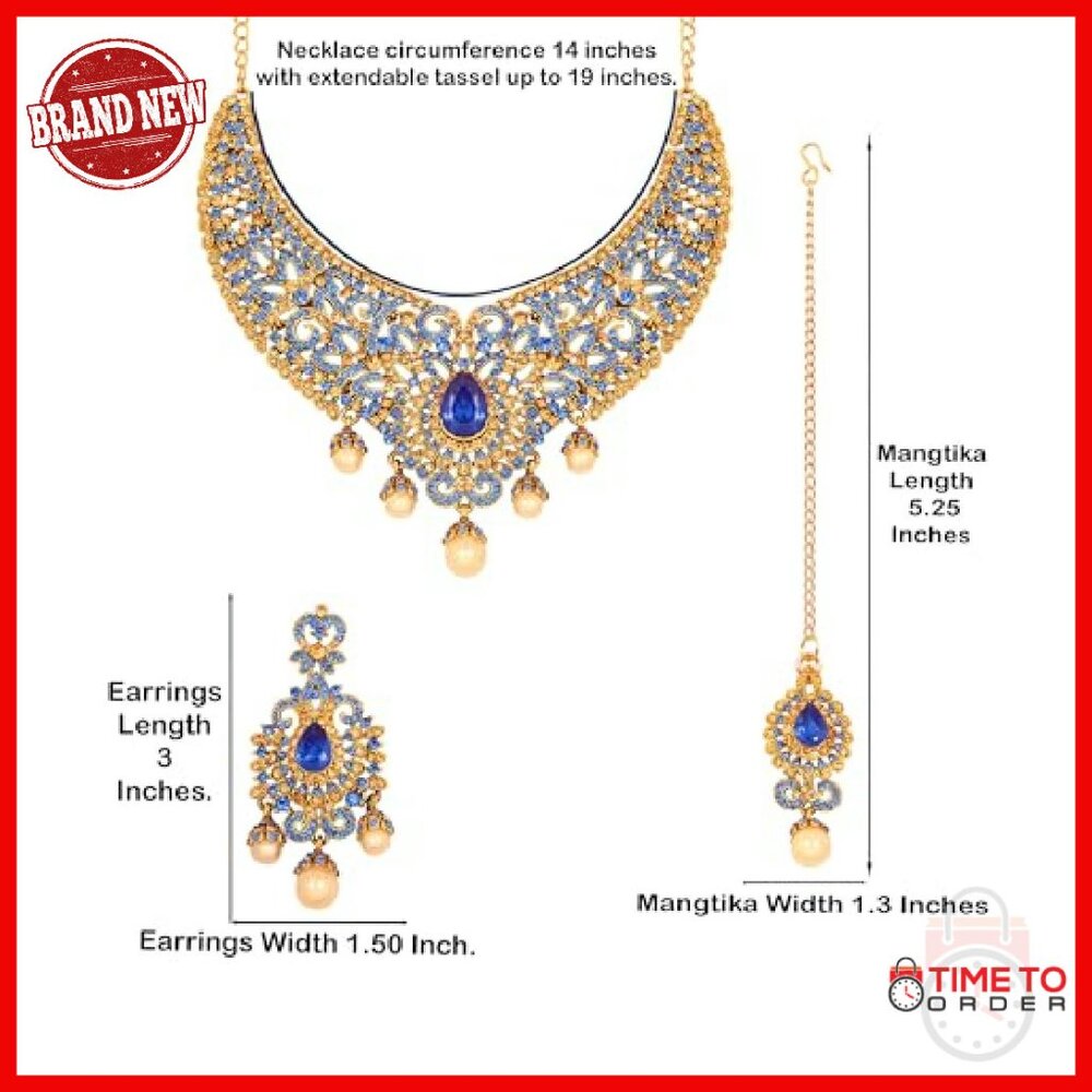 Gold Statement Necklace Set With Rhinestones & Pe… - image 6